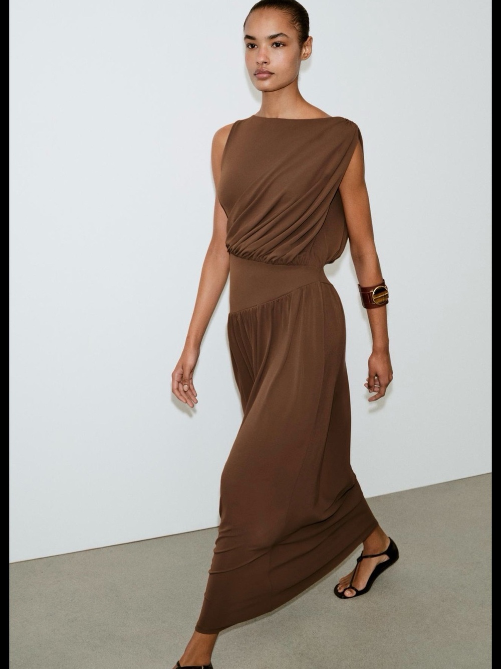 ZARA Draped MIDI Dress with Side Sash NWT ❗️